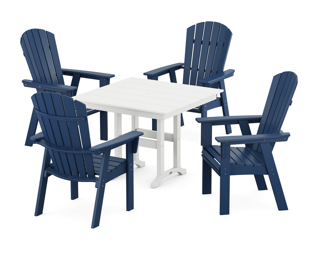 POLYWOOD® Nautical Curveback Adirondack 5-Piece Farmhouse Dining Set