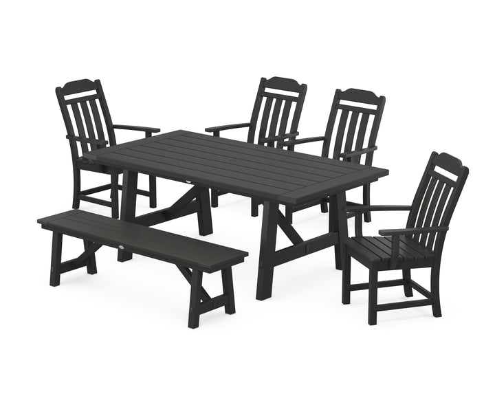 Country Living Cottage 6-Piece Rustic Farmhouse Dining Set with Bench