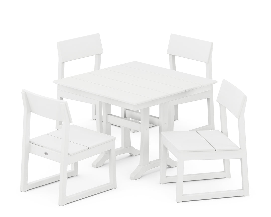 POLYWOOD® EDGE 5-Piece Farmhouse Trestle Side Chair Dining Set