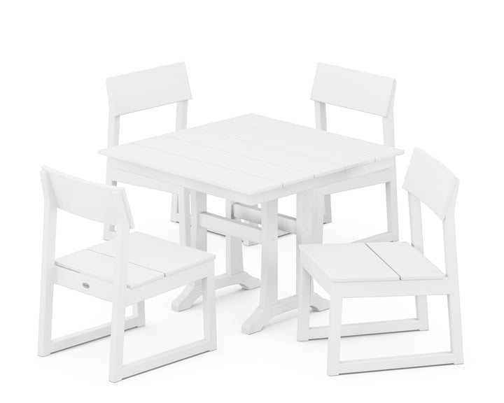 POLYWOOD® EDGE 5-Piece Farmhouse Trestle Side Chair Dining Set