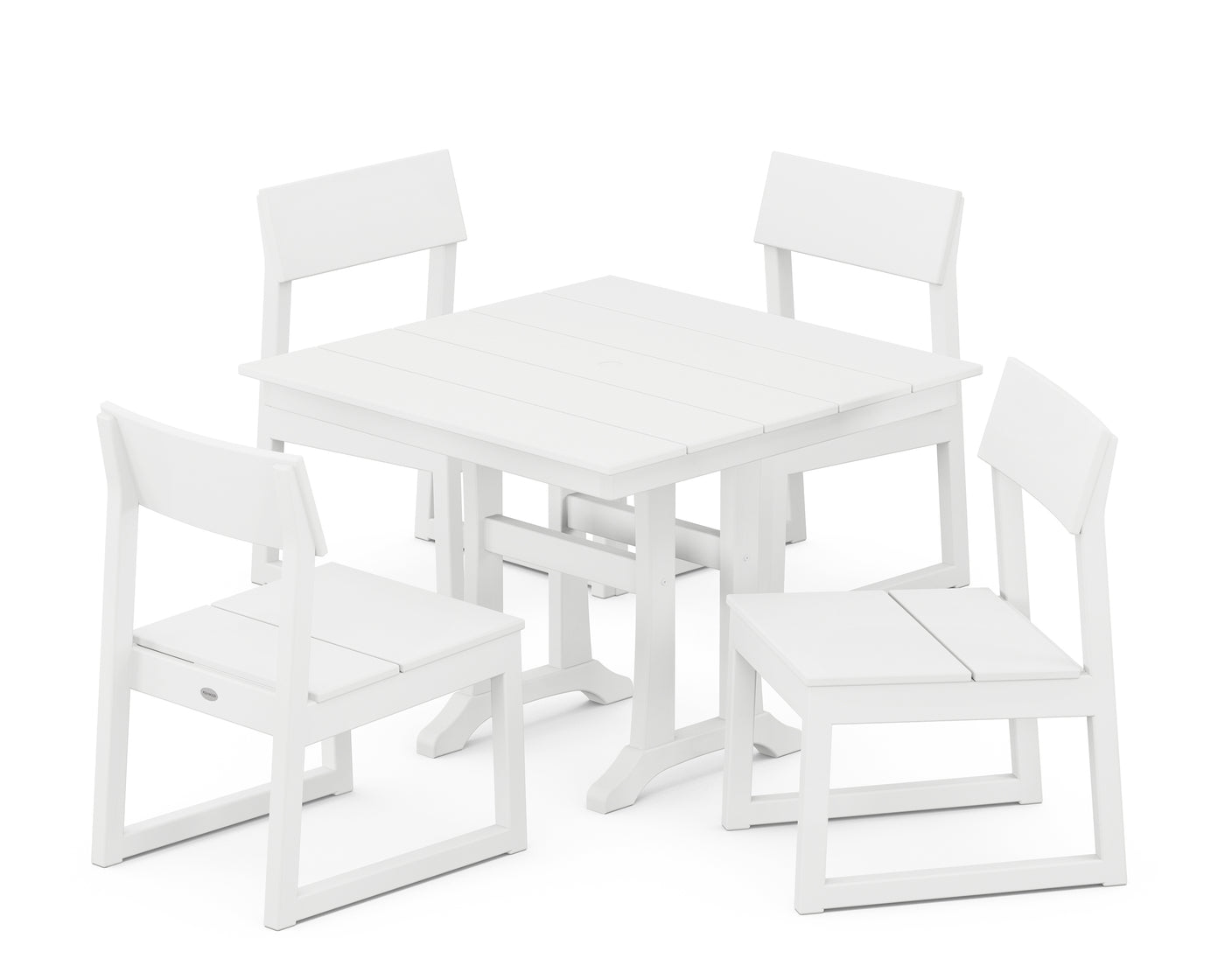 EDGE 5-Piece Farmhouse Trestle Side Chair Dining Set