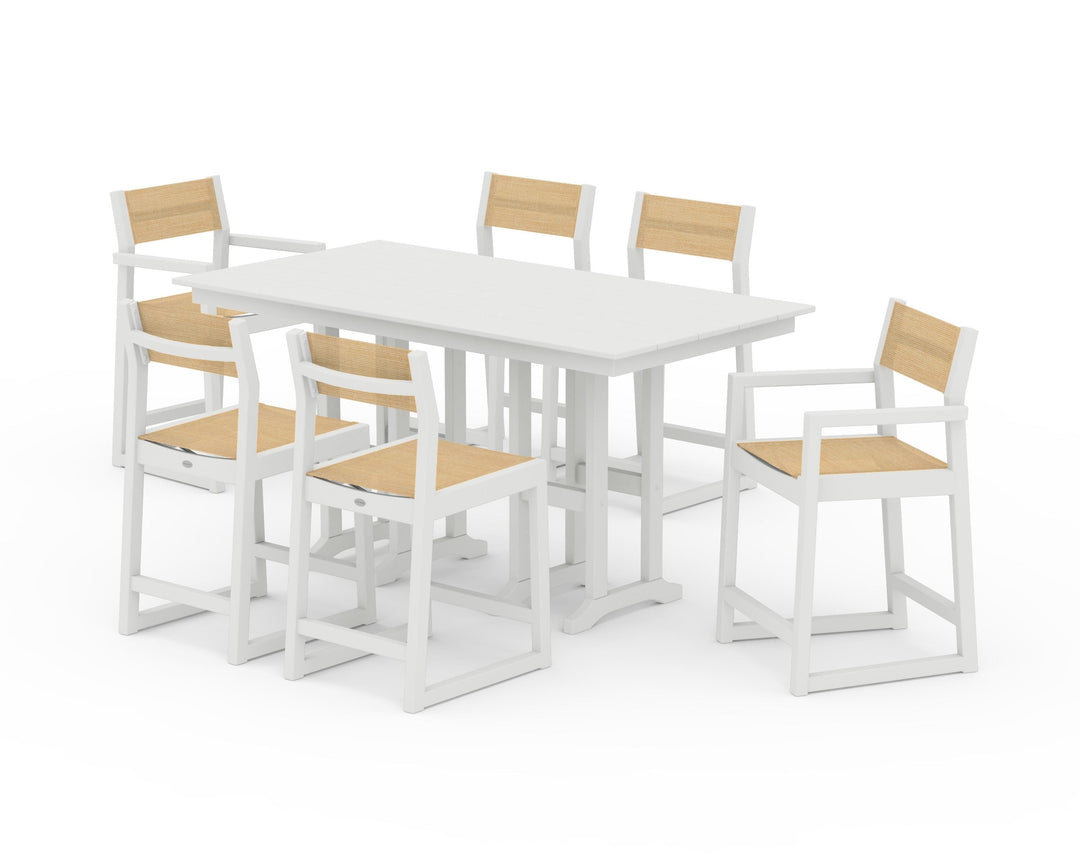 POLYWOOD® EDGE Sling 7-Piece Farmhouse Counter Set