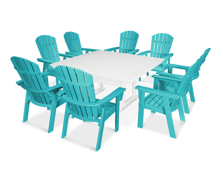 POLYWOOD® Nautical Adirondack 9-Piece Trestle Dining Set