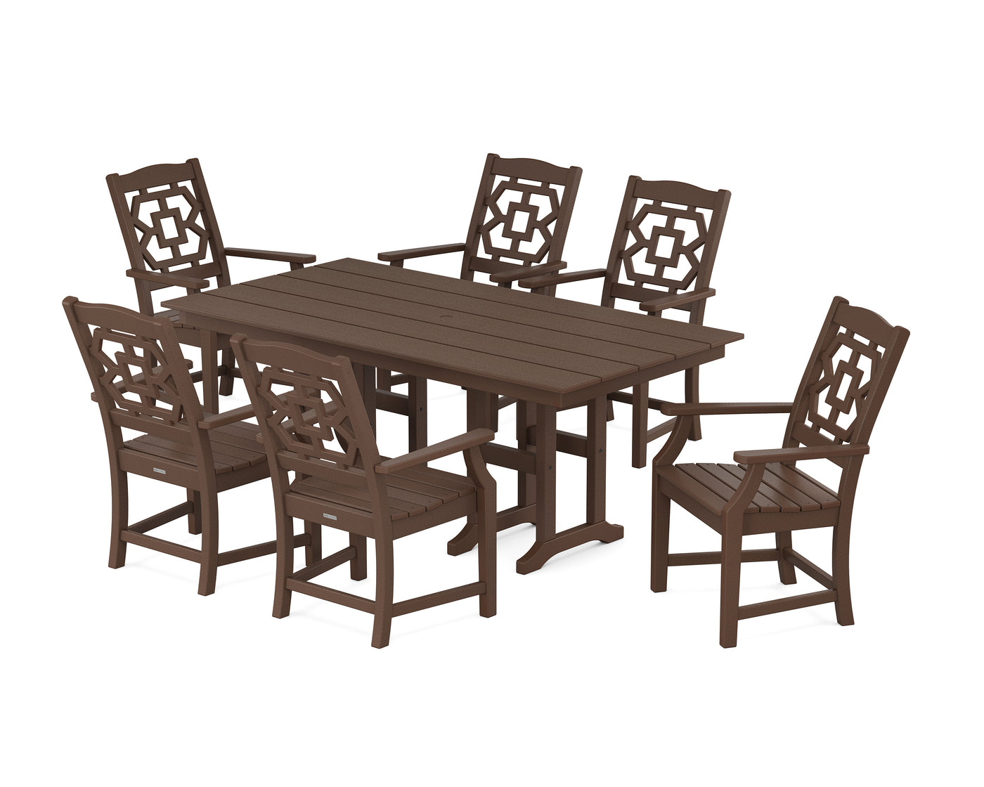 Chinoiserie Arm Chair 7-Piece Farmhouse Dining Set