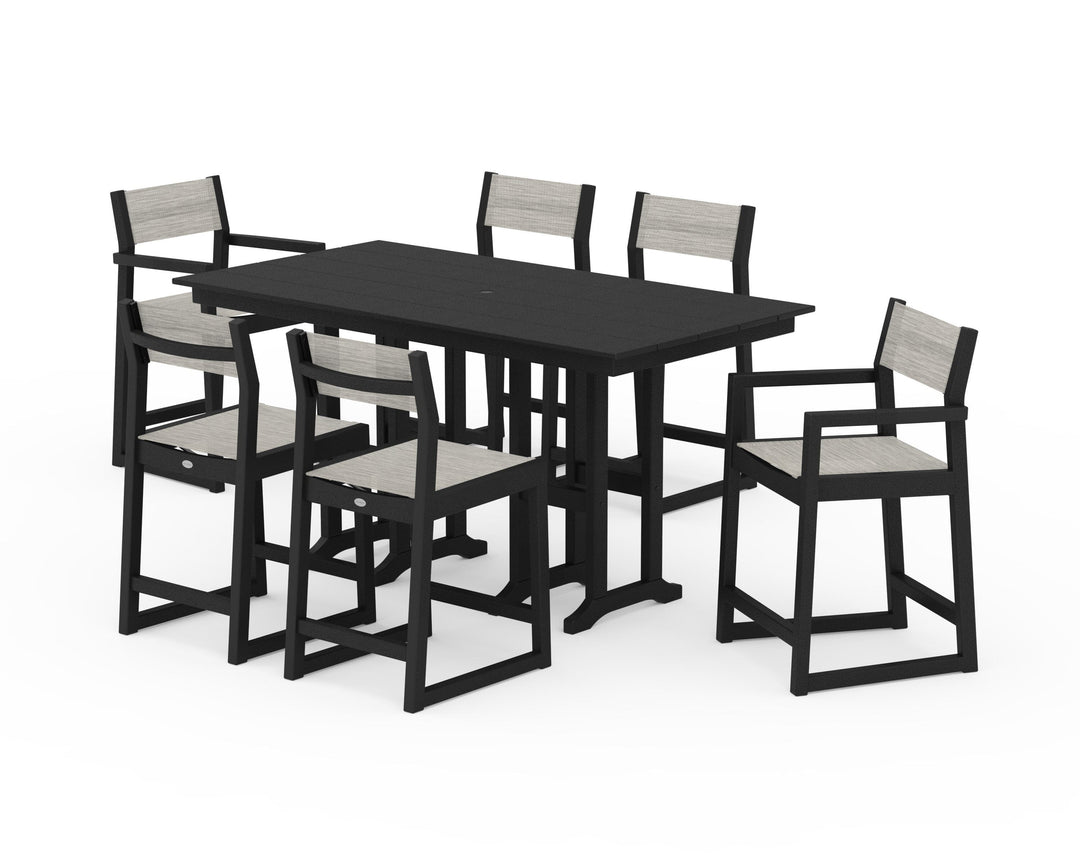 POLYWOOD® EDGE Sling 7-Piece Farmhouse Counter Set