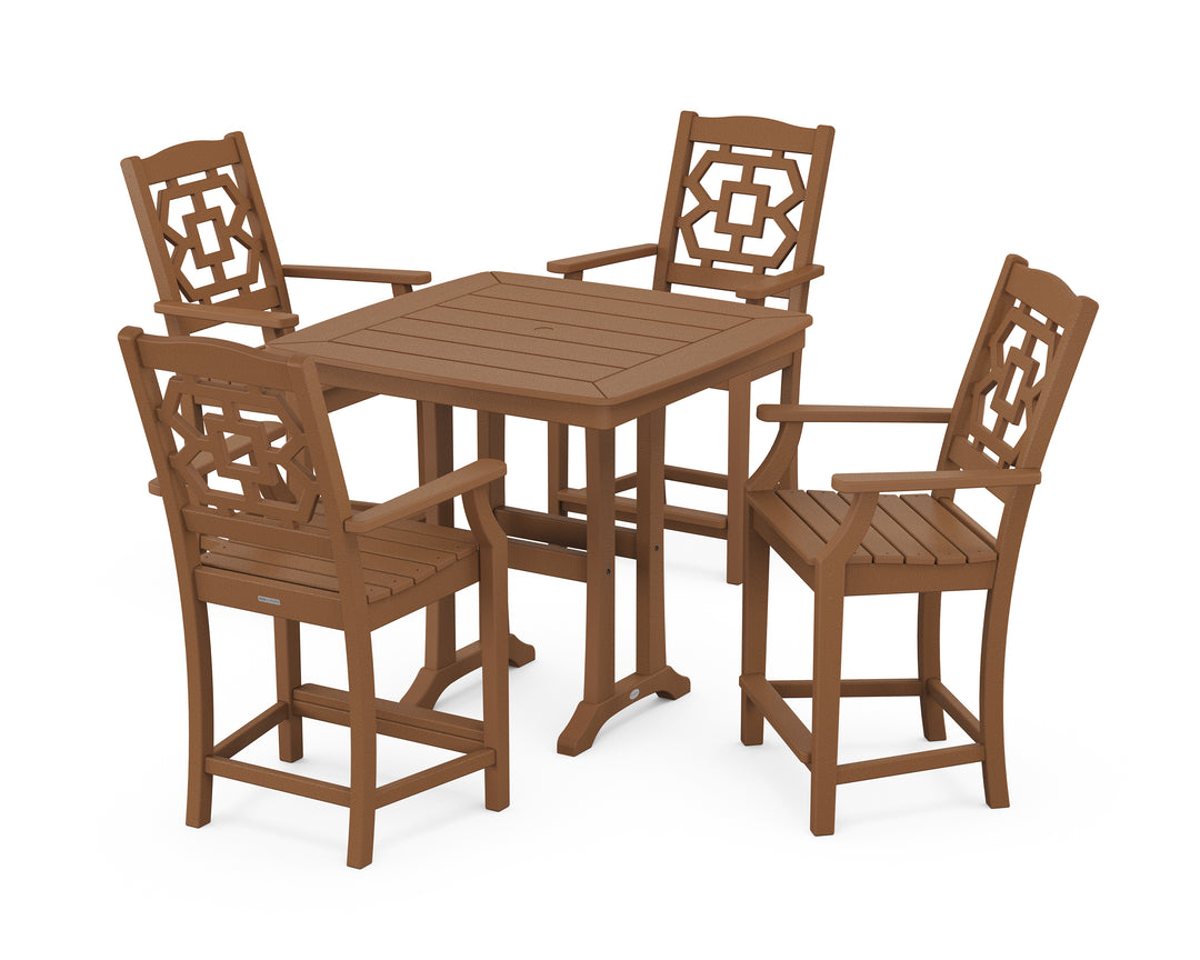 Martha Stewart by POLYWOOD® Chinoiserie 5-Piece Counter Set with Trestle Legs
