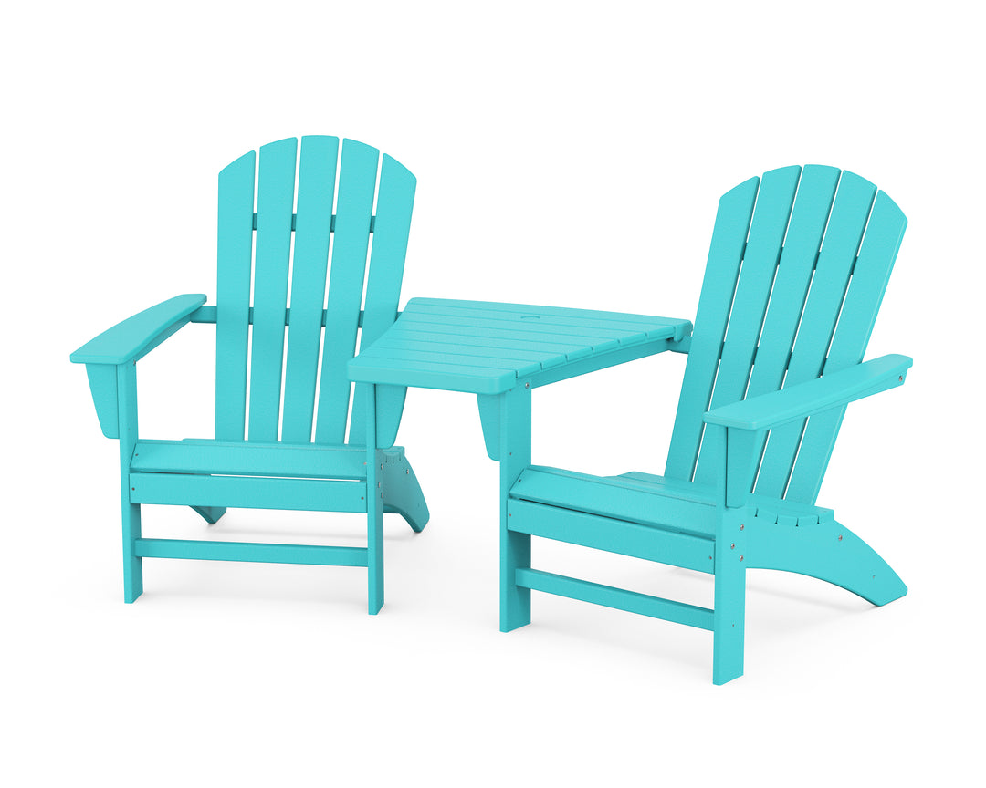 POLYWOOD® Nautical 3-Piece Adirondack Set with Angled Connecting Table