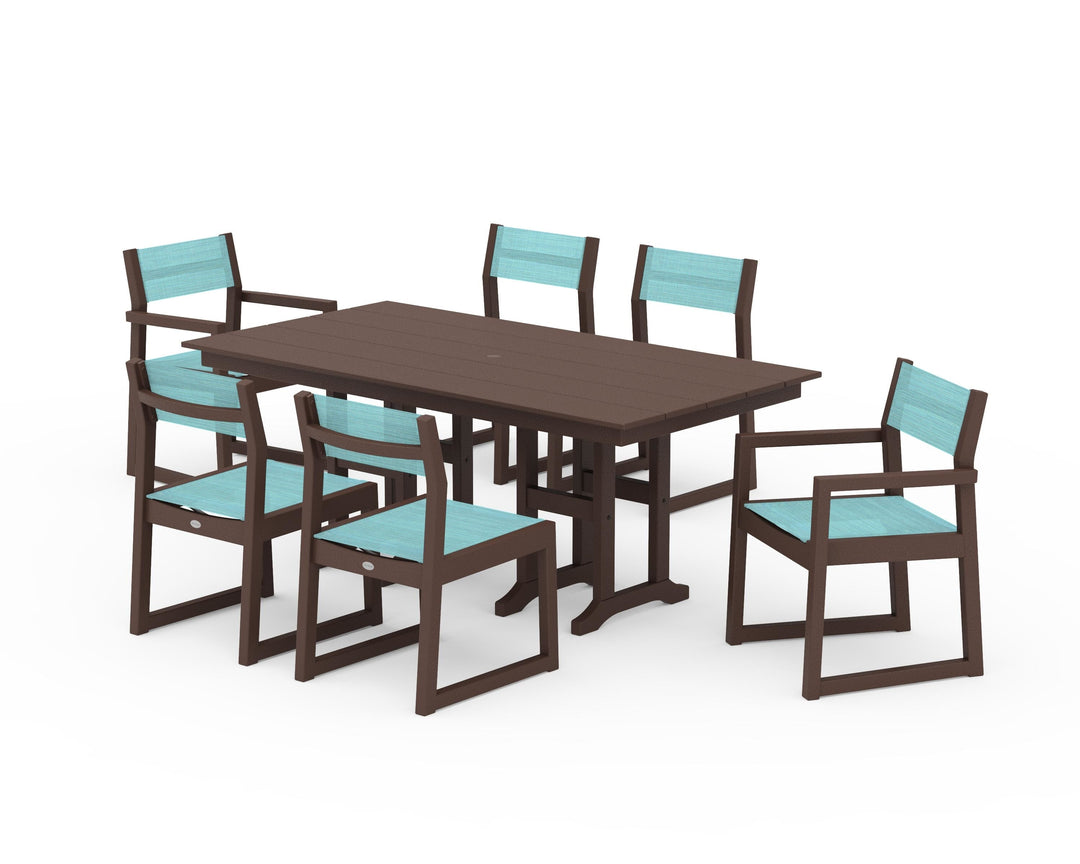 POLYWOOD® EDGE Sling 7-Piece Farmhouse Dining Set