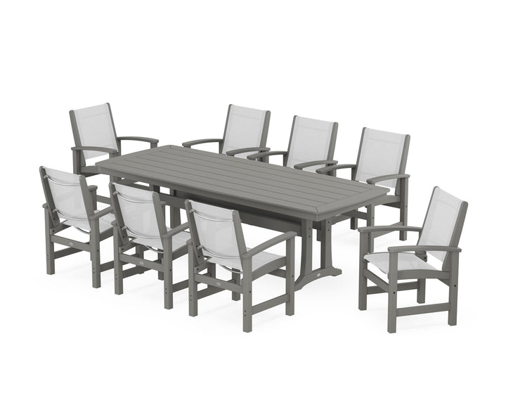 POLYWOOD® Coastal 9-Piece Dining Set with Trestle Legs