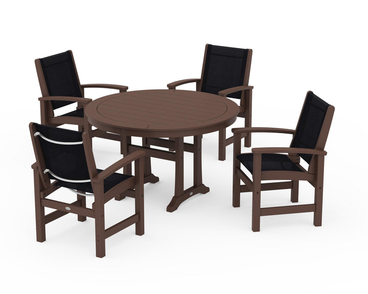 POLYWOOD® Coastal 5-Piece Round Dining Set with Trestle Legs