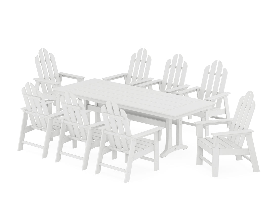 POLYWOOD® Long Island 9-Piece Farmhouse Dining Set with Trestle Legs