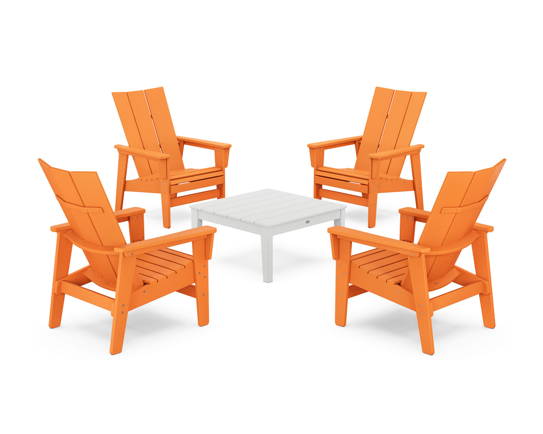 POLYWOOD® 5-Piece Modern Grand Upright Adirondack Chair Conversation Group