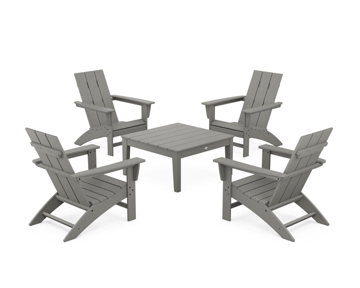 POLYWOOD® 5-Piece Modern Adirondack Chair Conversation Set with 36" Conversation Table