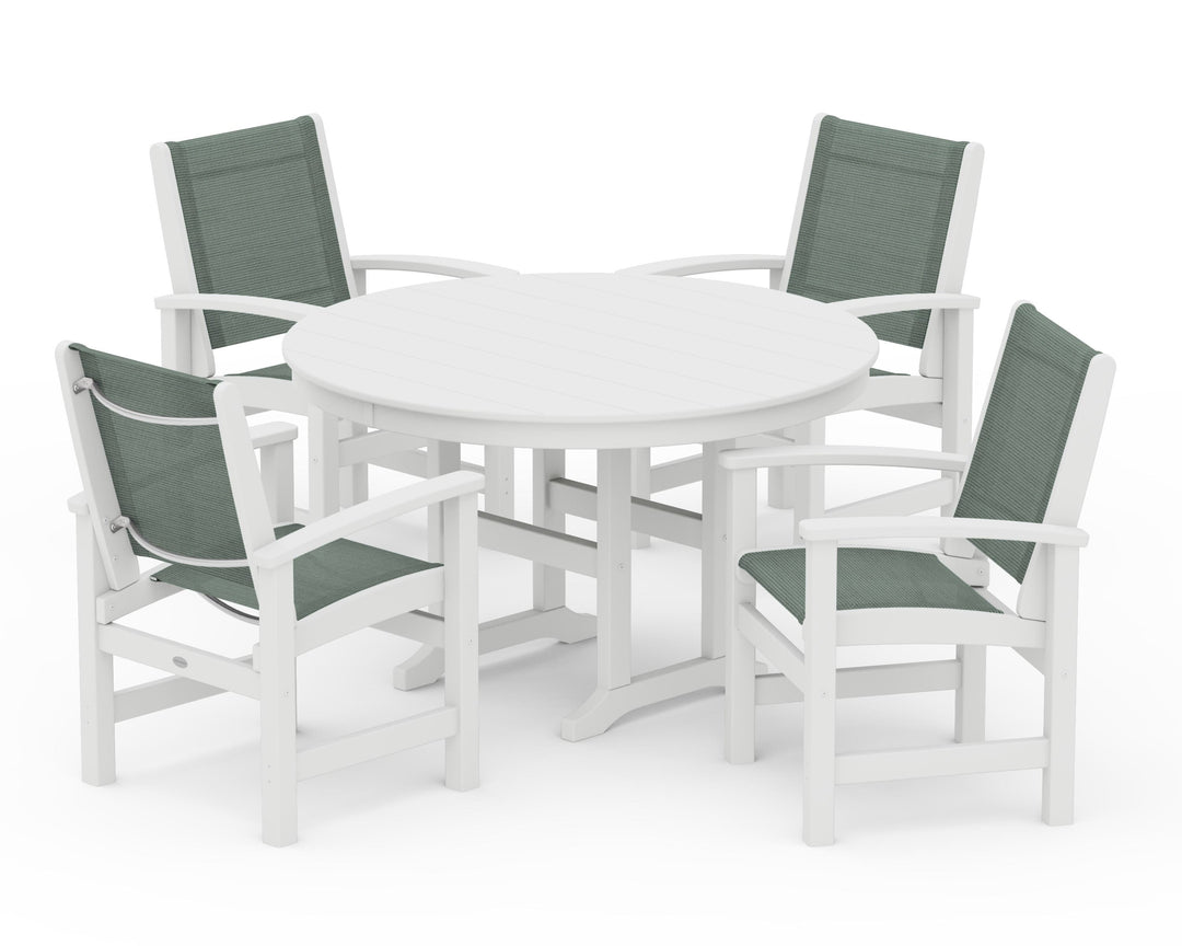 POLYWOOD® Coastal 5-Piece Round Farmhouse Dining Set