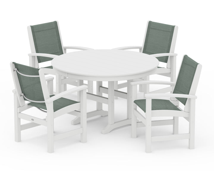 POLYWOOD® Coastal 5-Piece Round Farmhouse Dining Set