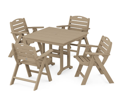 Nautical Folding Lowback Chair 5-Piece Farmhouse Dining Set