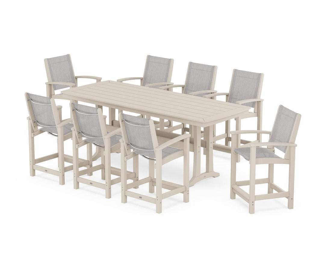POLYWOOD® Coastal 9-Piece Counter Set with Trestle Legs