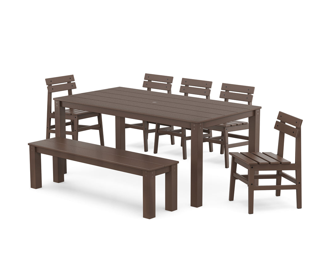 POLYWOOD® Modern Studio Plaza Chair 7-Piece Parsons Dining Set with Bench