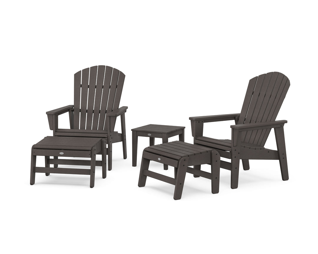 POLYWOOD® 5-Piece Nautical Grand Upright Adirondack Set with Ottomans and Side Table