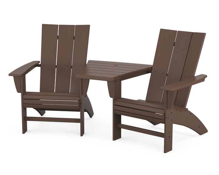POLYWOOD® Modern 3-Piece Curveback Adirondack Set with Angled Connecting Table