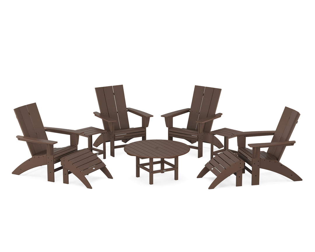 POLYWOOD® Modern Curveback Adirondack Chair 9-Piece Conversation Set