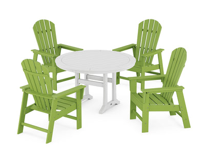 South Beach 5-Piece Round Dining Set with Trestle Legs