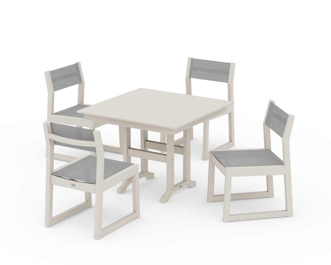 POLYWOOD® EDGE Sling Side Chair 5-Piece Farmhouse Dining Set