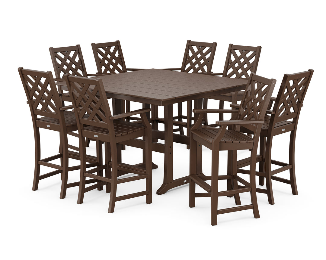 Country Living Wovendale 9-Piece Square Farmhouse Bar Set with Trestle Legs