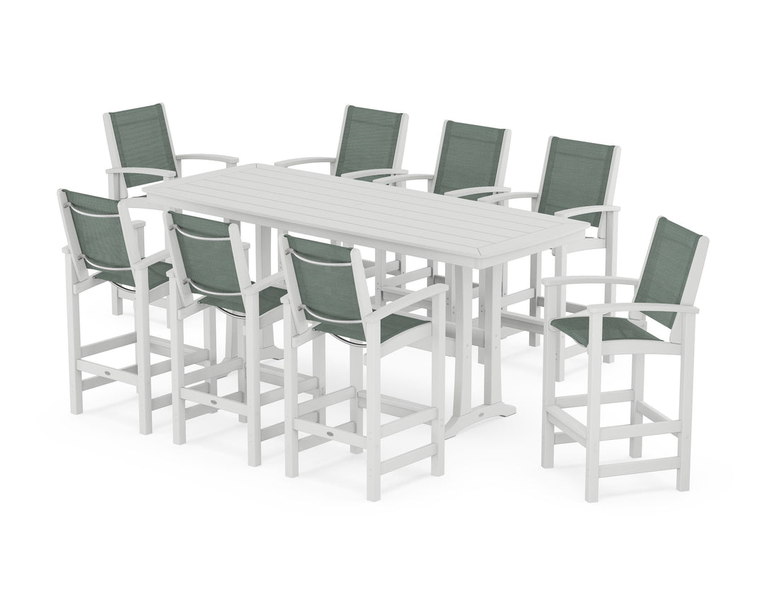 POLYWOOD® Coastal 9-Piece Bar Set with Trestle Legs