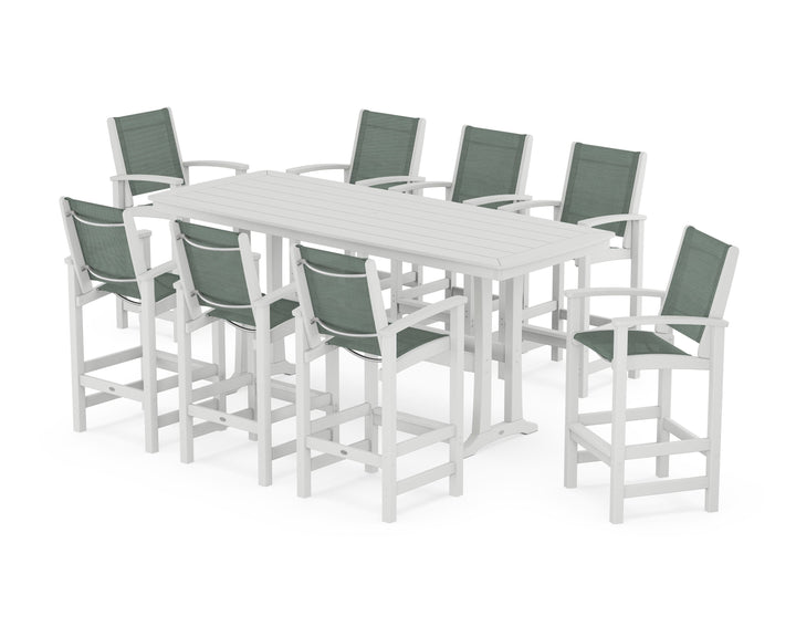 POLYWOOD® Coastal 9-Piece Bar Set with Trestle Legs