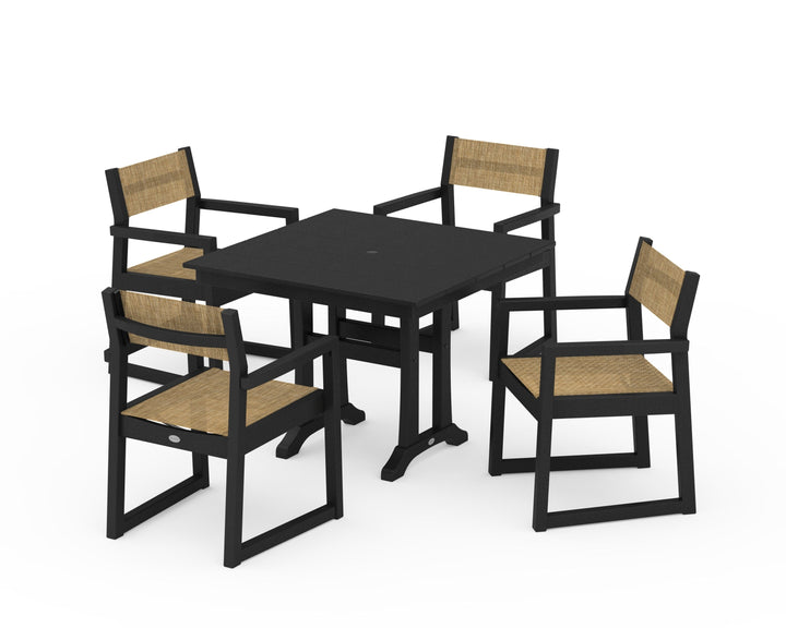POLYWOOD® EDGE Sling 5-Piece Farmhouse Dining Set with Trestle Legs