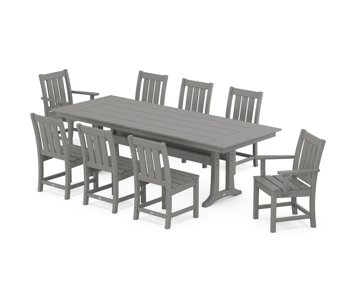 POLYWOOD® Oxford 9-Piece Farmhouse Dining Set with Trestle Legs