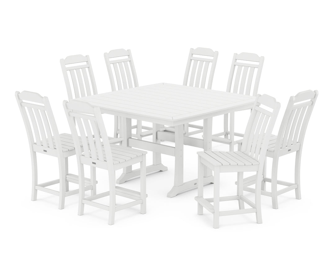 Country Living Cottage 9-Piece Square Side Chair Counter Set with Trestle Legs