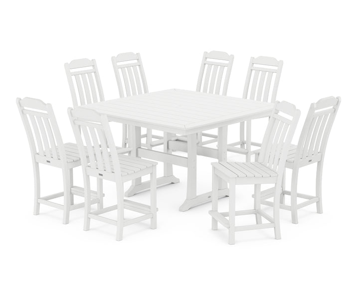 Country Living Cottage 9-Piece Square Side Chair Counter Set with Trestle Legs