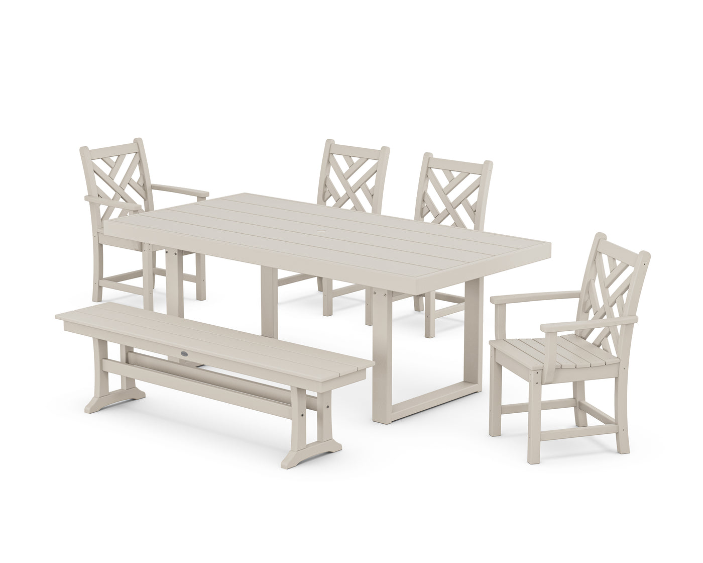 Chippendale 6-Piece Dining Set with Bench