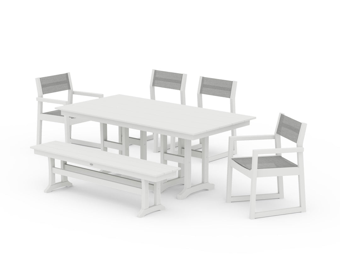 POLYWOOD® EDGE Sling 6-Piece Farmhouse Dining Set