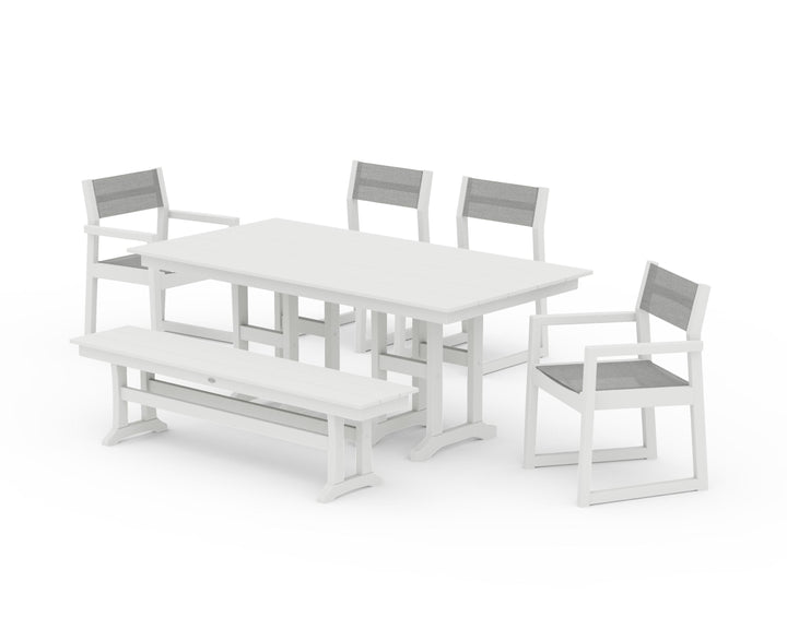 POLYWOOD® EDGE Sling 6-Piece Farmhouse Dining Set