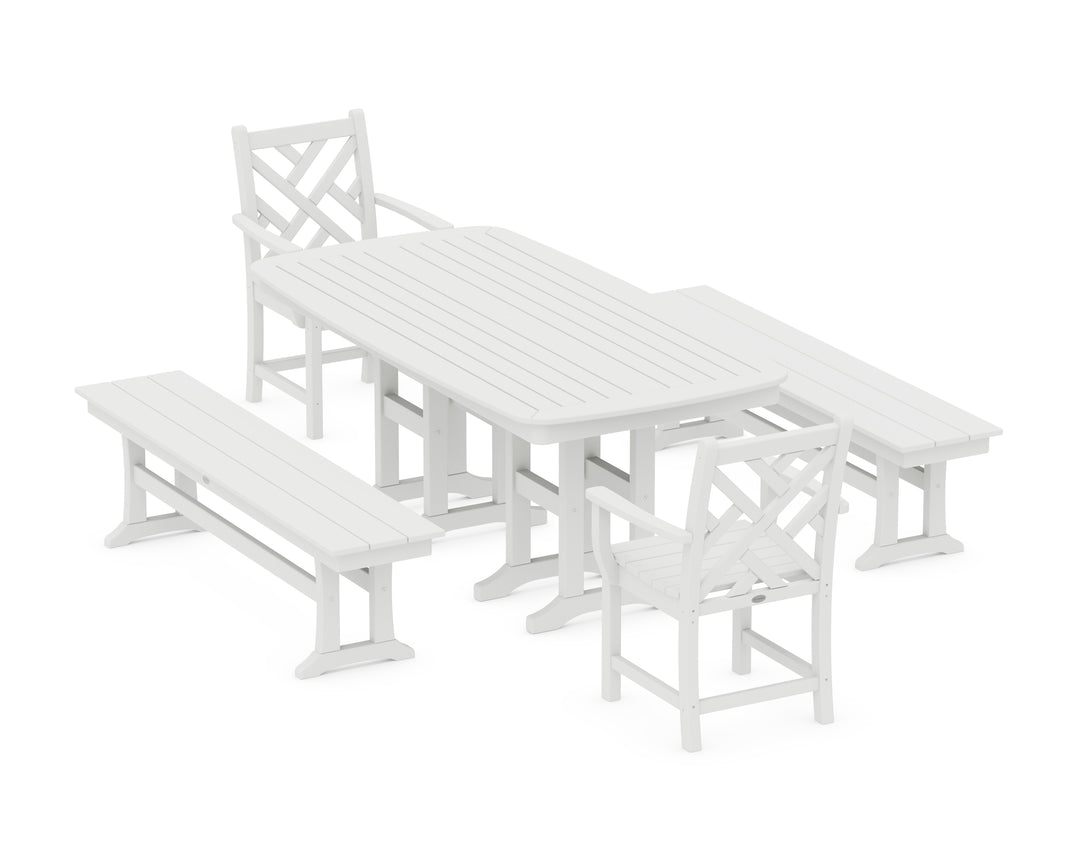 POLYWOOD® Chippendale 5-Piece Dining Set with Benches