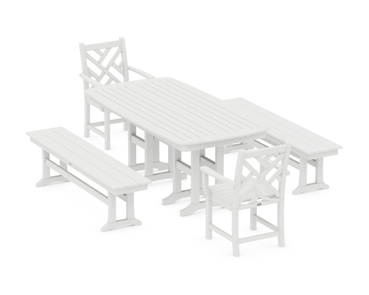 POLYWOOD® Chippendale 5-Piece Dining Set with Benches
