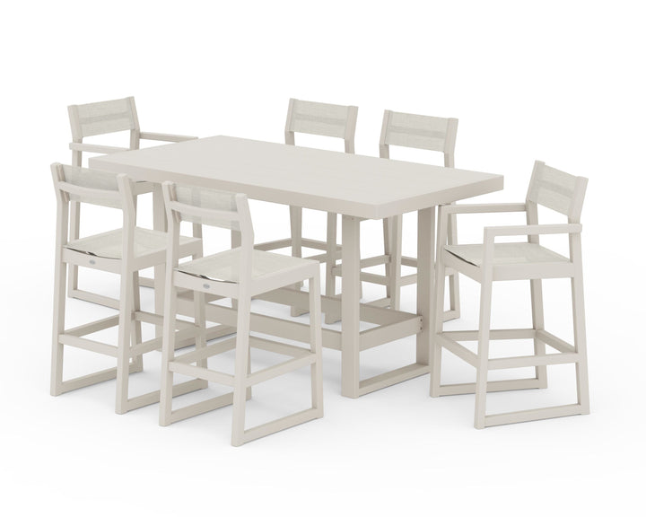 POLYWOOD® EDGE Sling 7-Piece Bar Table Set