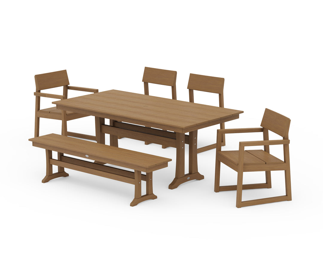 POLYWOOD® EDGE 6-Piece Farmhouse Dining Set With Trestle Legs