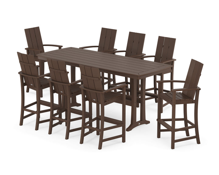 POLYWOOD® Modern Adirondack 9-Piece Bar Set with Trestle Legs