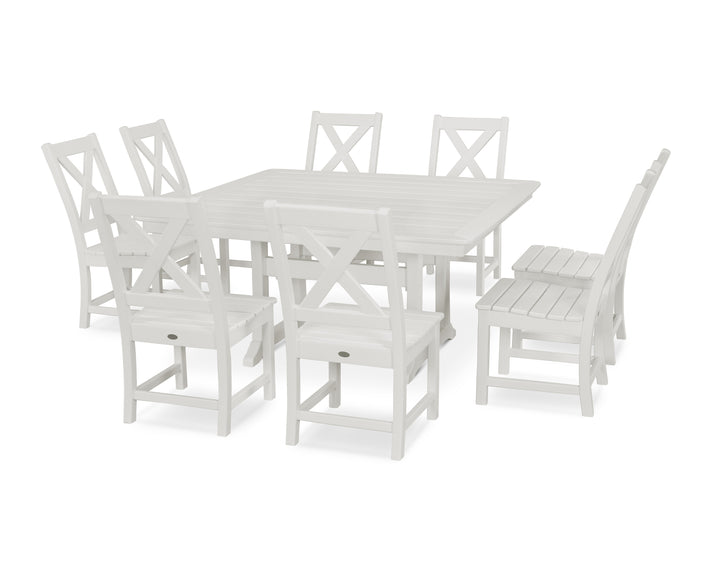 POLYWOOD® Braxton 9-Piece Nautical Trestle Dining Set
