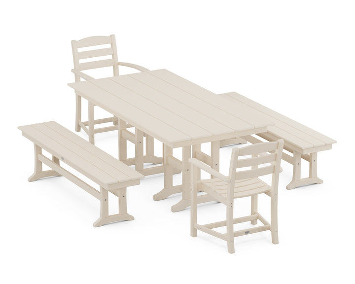 POLYWOOD® La Casa Café 5-Piece Farmhouse Dining Set with Benches