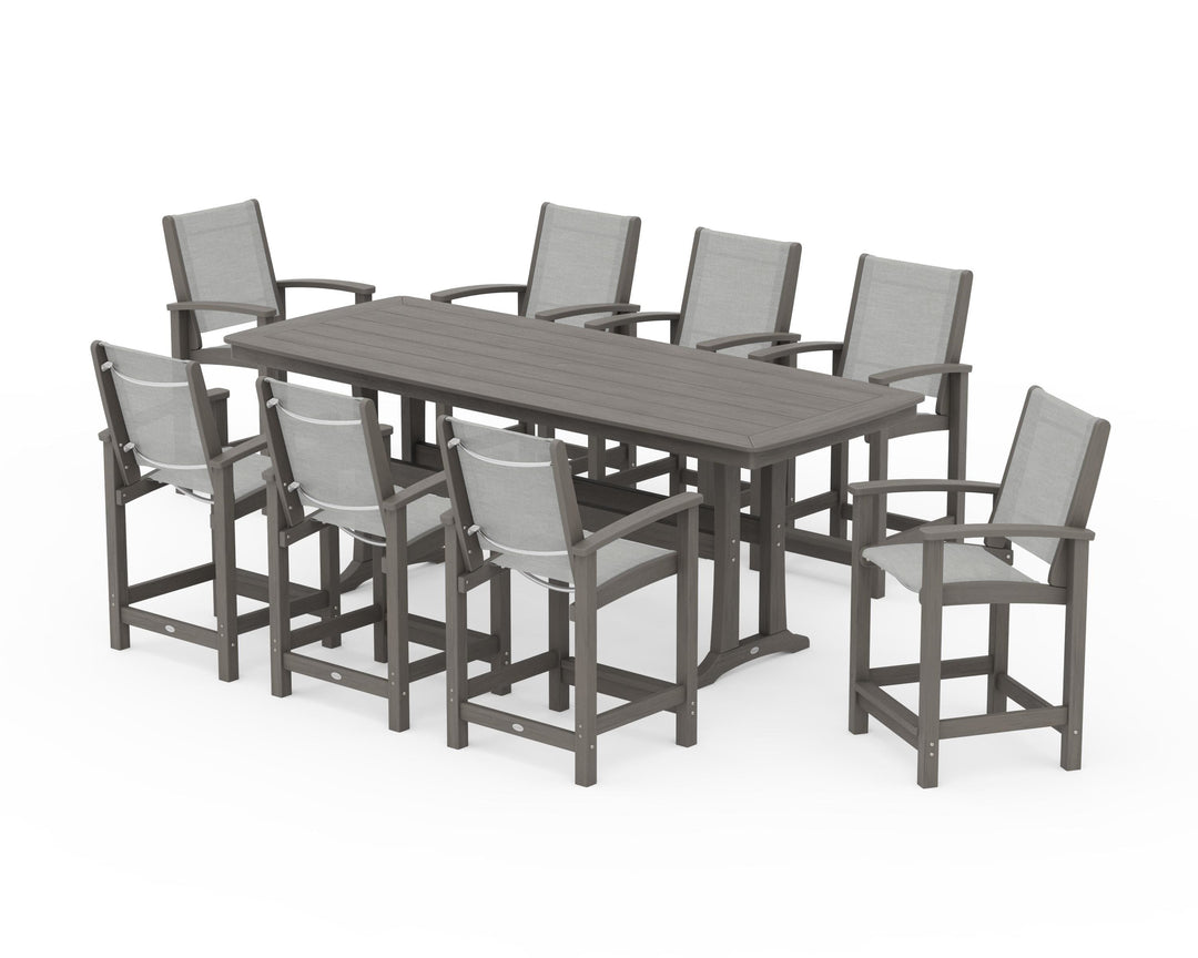 POLYWOOD® Coastal 9-Piece Counter Set with Trestle Legs