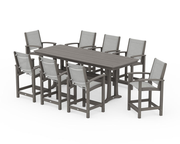 POLYWOOD® Coastal 9-Piece Counter Set with Trestle Legs