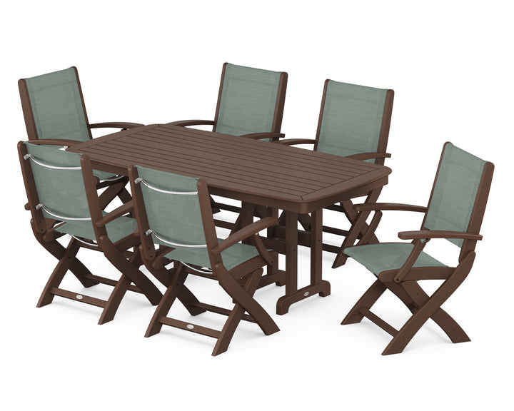 POLYWOOD® Coastal Folding Arm Chair 7-Piece Dining Set