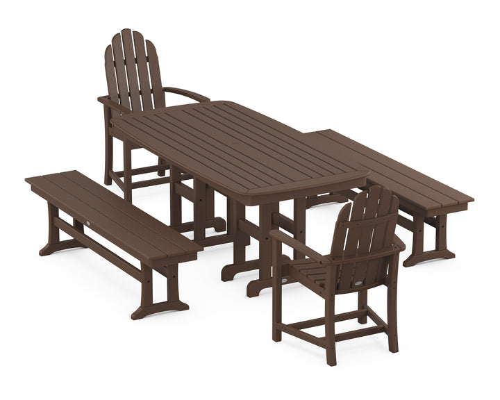 POLYWOOD® Classic Adirondack 5-Piece Dining Set with Benches