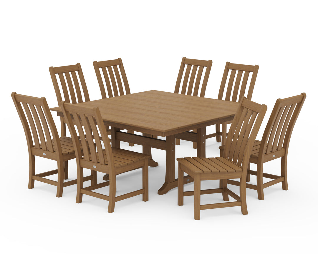 POLYWOOD® Vineyard 9-Piece Farmhouse Trestle Dining Set