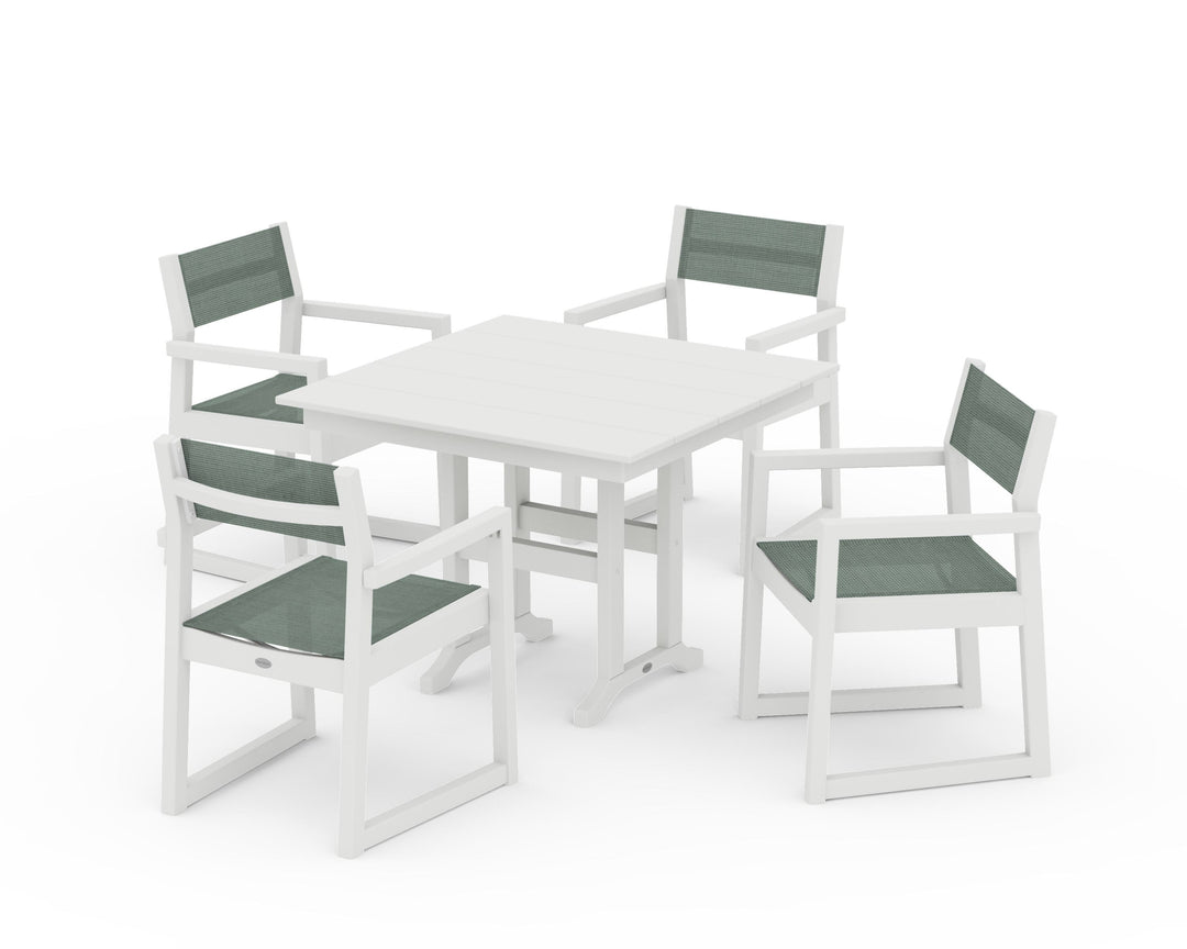 POLYWOOD® EDGE Sling Arm Chair 5-Piece Farmhouse Dining Set